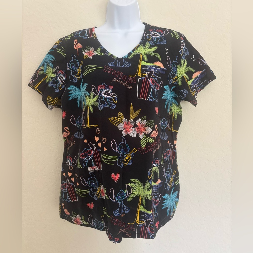 Disney - Lilo and Stitch 2 Pocket Scrub Shirt Large